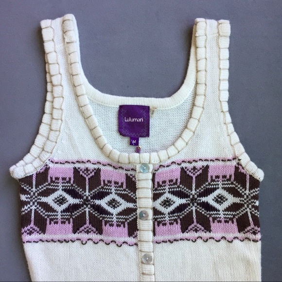 3 for $30! Lulumari Whip Stitch Knit Button Down Handmade Dress - Picture 4 of 9